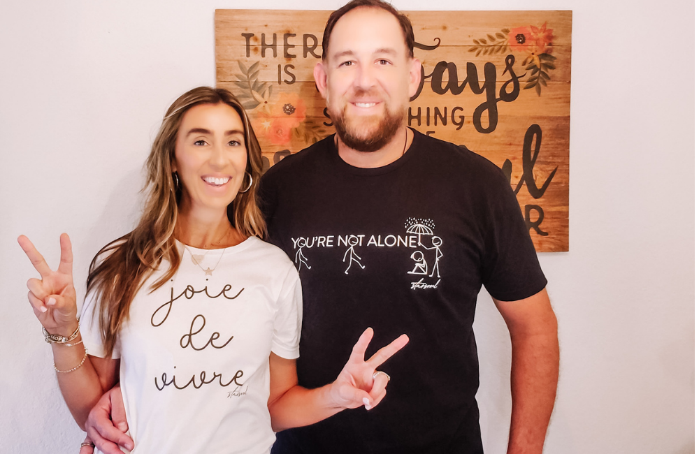 Image: Sandra and her husband wearing starsoul t-shirts