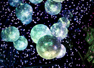 Image: Shimmering disco balls and festive confetti