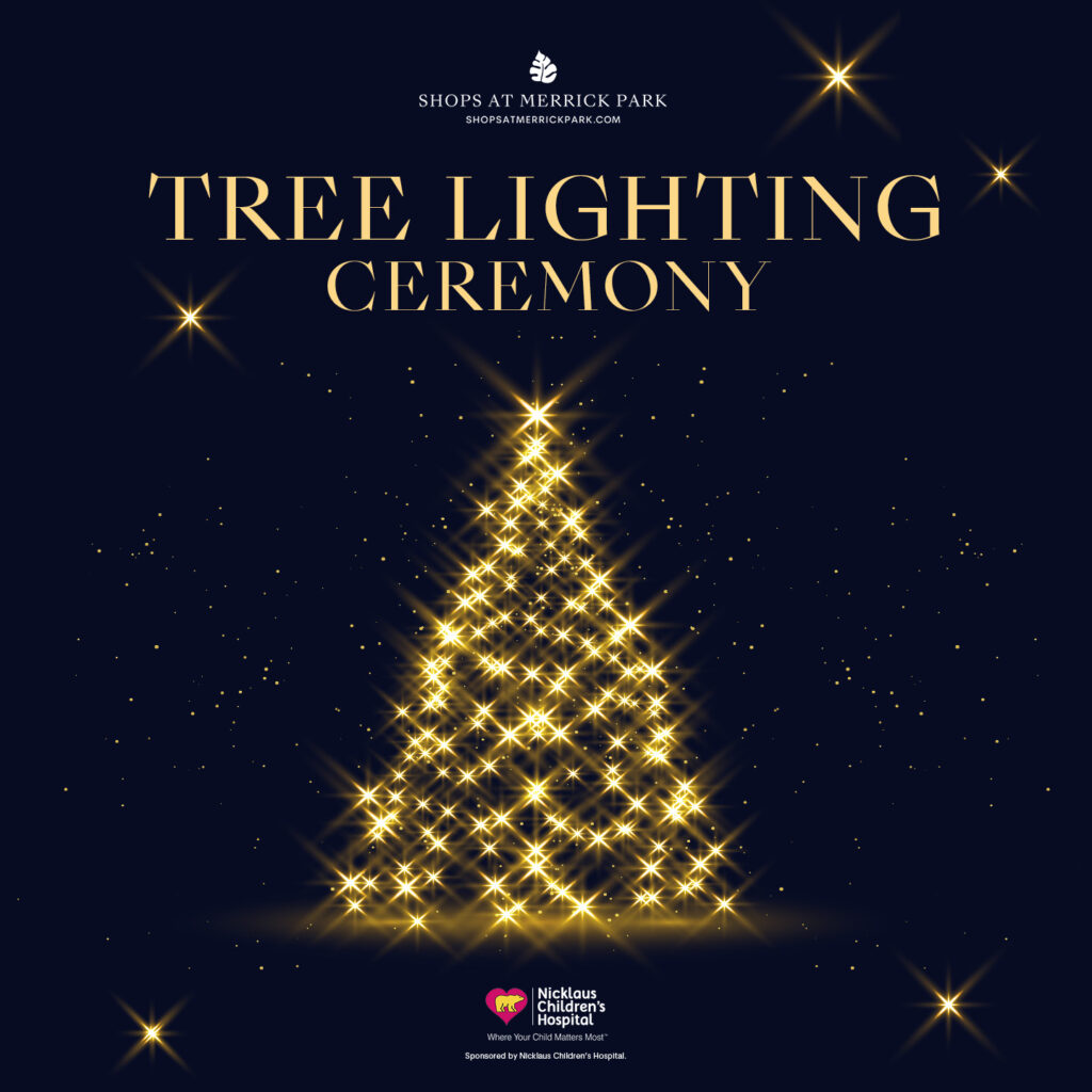 Tree Lighting Ceremony at the Shops at Merrick Park, 2025 Holiday Guide Image: Graphic for the 2025 Tree Lighting Ceremony at the Shops at Merrick Park