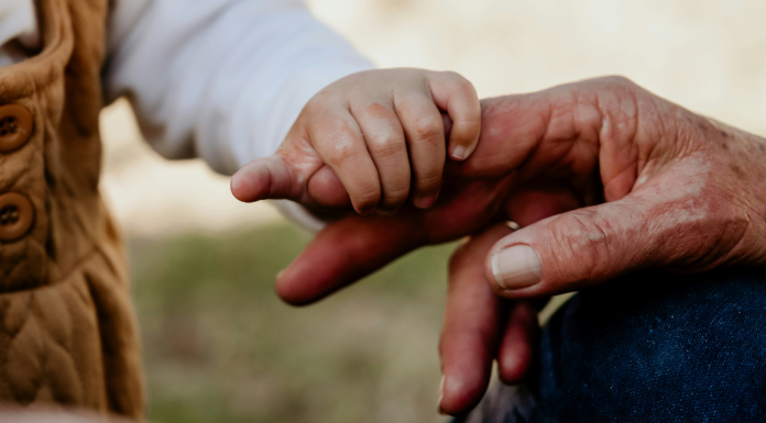 Grandparenthood: Sweetness and Purpose in the Golden Years Image: A toddler's hand holding onto their grandparent's hand