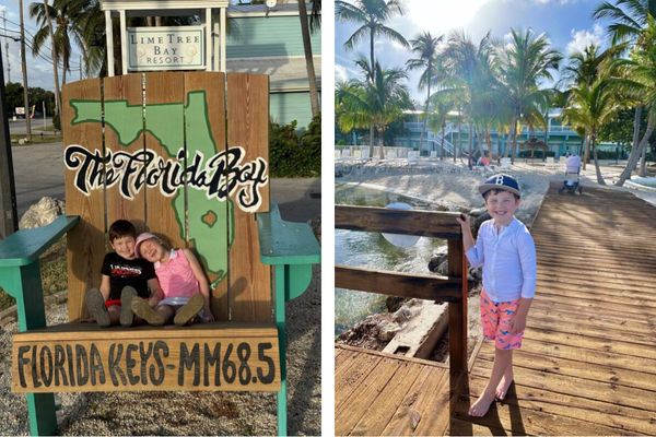Image: Two children pose for photos at Lime Tree Bay Resort