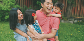 Image: A family enjoys spending time together
