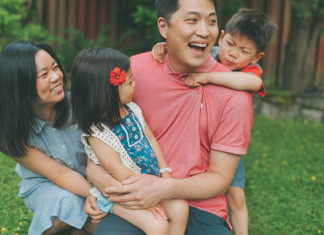 Image: A family enjoys spending time together