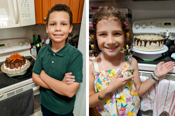 Image: Kids pose with the cakes they helped bake