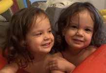 Image: Toddler twin sisters playing together