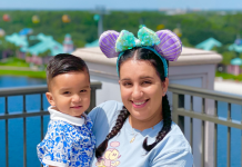 Image: Daniella and her son pose for a photo on the terrace at Topolino's