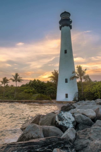 Image: The lighthouse at Bill Baggs Cape Florida State Park on Key Biscayne in Miami, FL