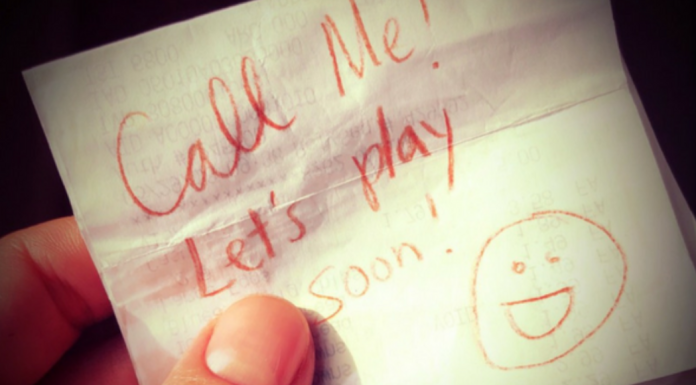 Mom Date: The Time I Asked Someone Out Image: A handwritten note that reads, "Call Me! Let's play soon!"