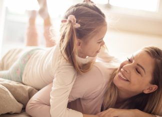 Image: A mom and daughter having fun together