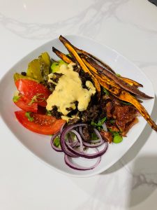 Image: Paleo burgers and sweet potato fries