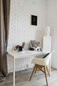 Image: A neatly organized home workspace