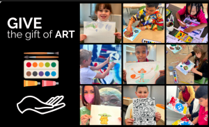 Image: Several children display the art they created with the help of Comic Kids