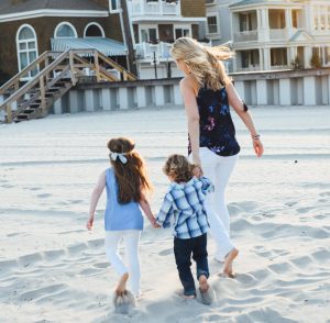 Image: Ilana and her children walking on the beach