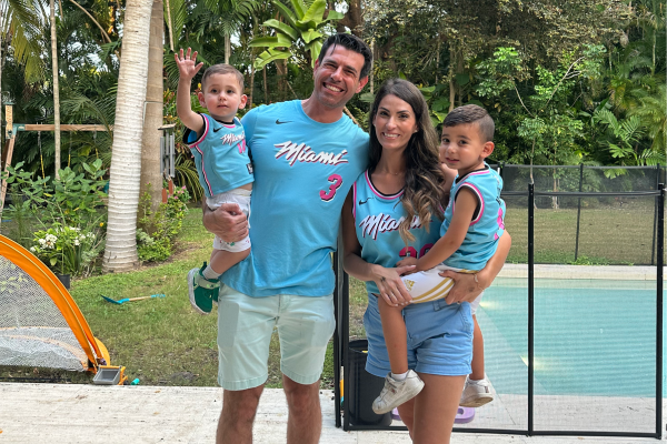 Image: Felicia pictured with her husband and their two boys