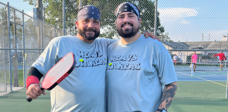 Image: Dads competing in a local pickleball tournament