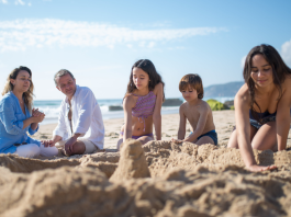 Image: A family at the beach