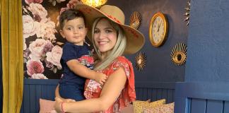 Image: Bella and her son at a local restaurant