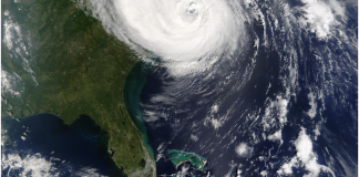 Image: A hurricane off the coast of the US