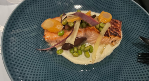 Image: Space salmon with mashed potatoes and vegetables