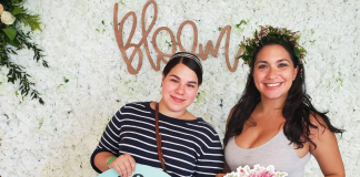 Image: Minnie and a friend at a Miami Mom Collective Bloom event