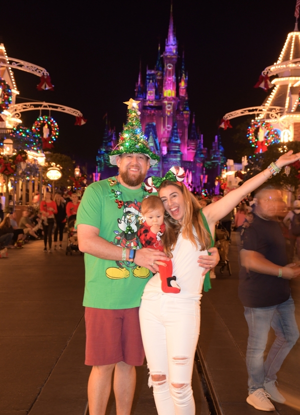 Sandra with her husband and son in 2019