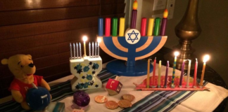 Menorahs on a table
