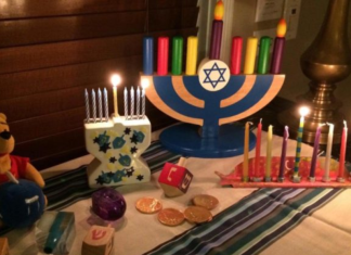 Menorahs on a table