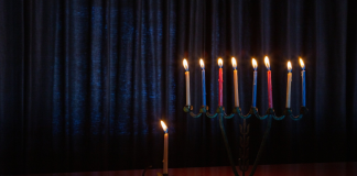 A beautiful multicolored menorah