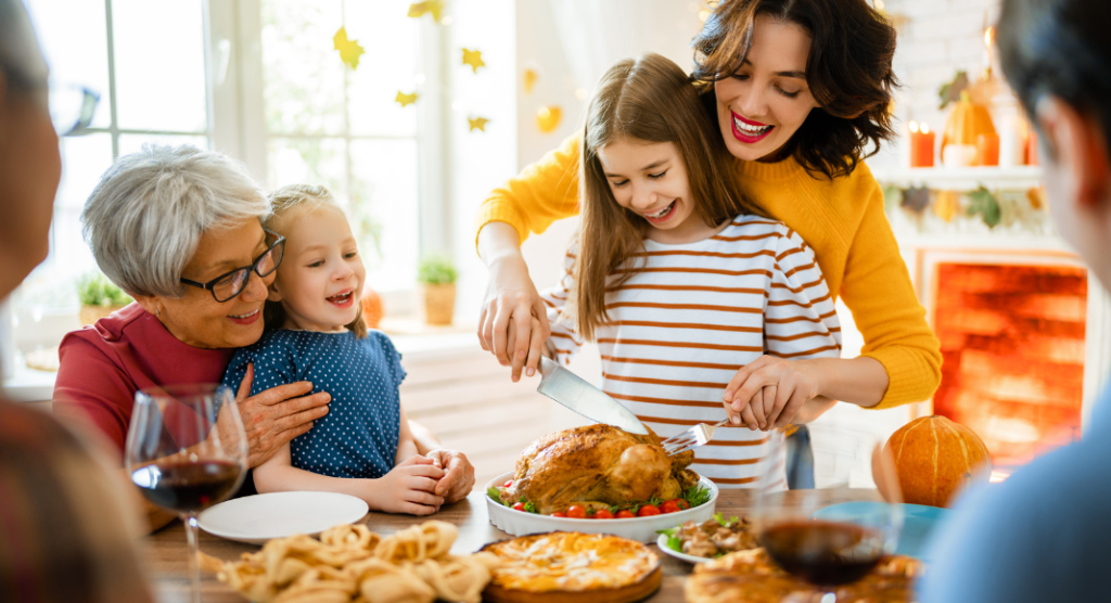 A family gathering around a holiday meal