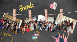 Image: Clothespins hold pictures of Rachelle and her friends