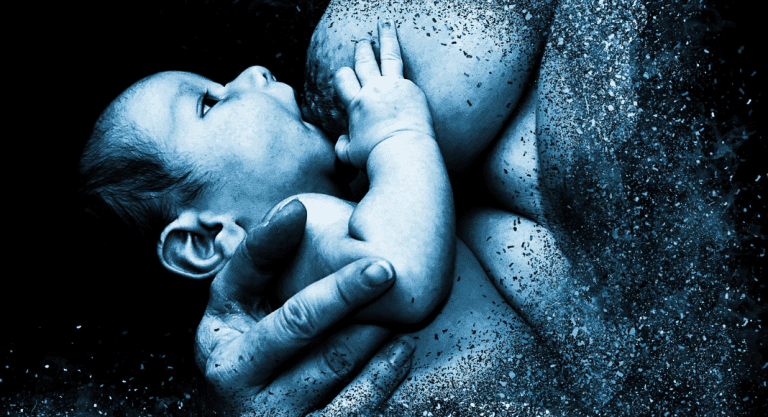 A mother breastfeeding her newborn baby