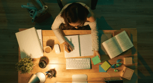 A high school student studying