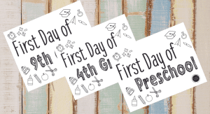 A set of free printable first day of school signs