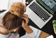 A woman expressing frustration