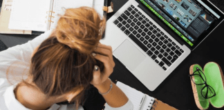 A woman expressing frustration