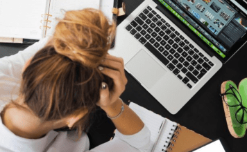 A woman expressing frustration