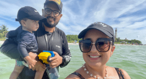 Daniela and her family enjoying the beach on Sanibel