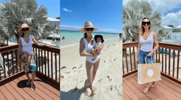 Jessica models 3 ways to wear a one-piece swimsuit