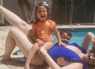 Summer Beach Body How To A woman with kids by the pool, embracing her summer beach body
