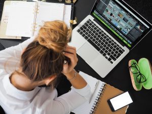 A woman expressing frustration