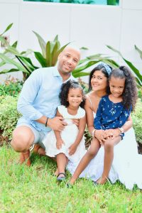 Andrea pictured with her husband and their daughters