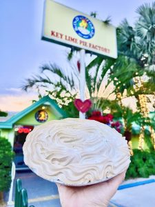 A key lime pie at Blonde Giraffe Key Lime Pie Factory in Islamorada