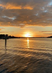 A view of the sunset over the bay
