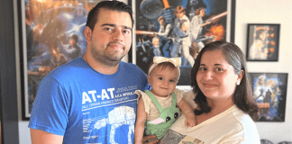 Rachel celebrating Star Wars Day with her family
