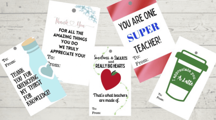 Gift tags for teacher appreciation week