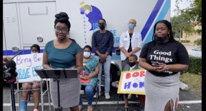 Esther McCant speaking at a Miami Birth Justice Initiative event