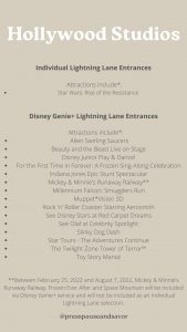 Hollywood Studios Lightning Lanes Info