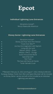 Epcot Lightning Lanes Info
