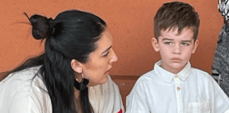 Holly's daughter demonstrating positive parenting as she talks with her son about his choices