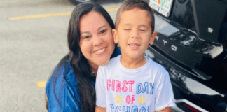 Image: Krystal and her son JJ on his first day of school (National Scholarship Month: Special Needs Edition Krystal Giraldo Contributor Miami Mom Collective)